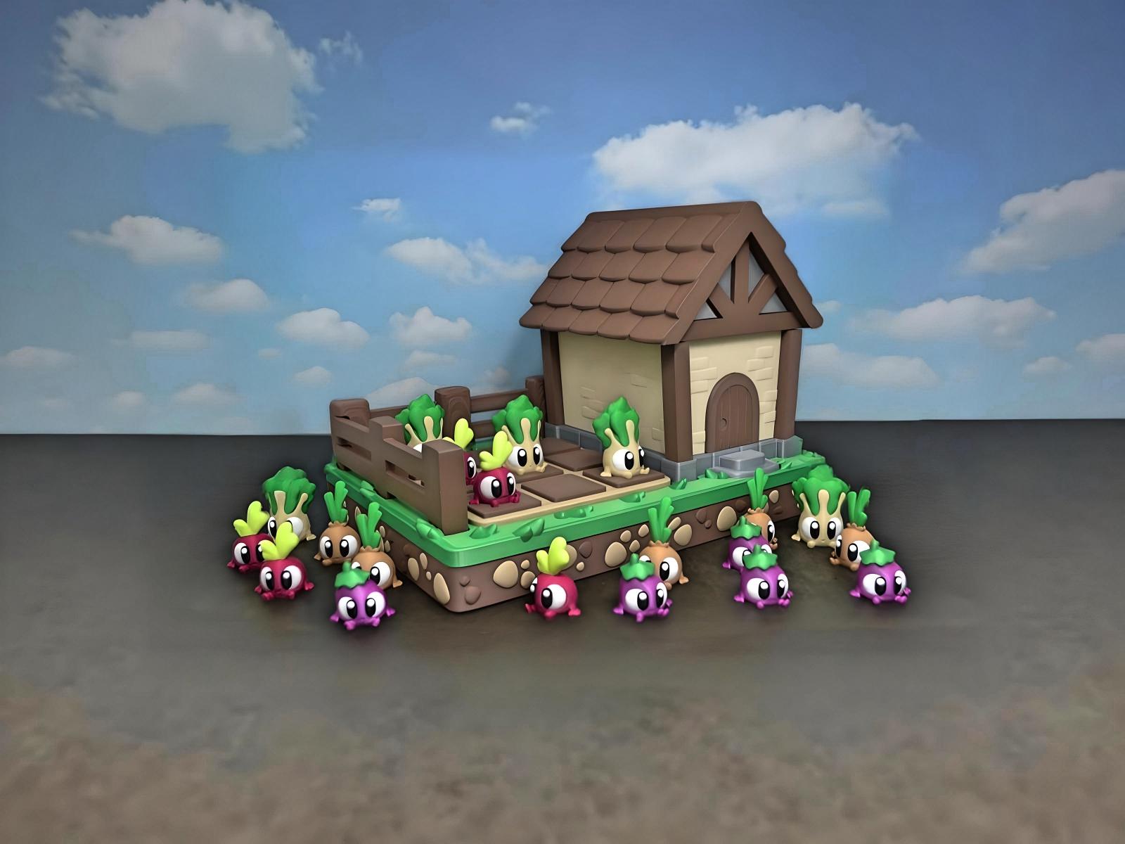 Veggie Garden Tic Tac Toe Game: 3D Printed Miniature Farmhouse