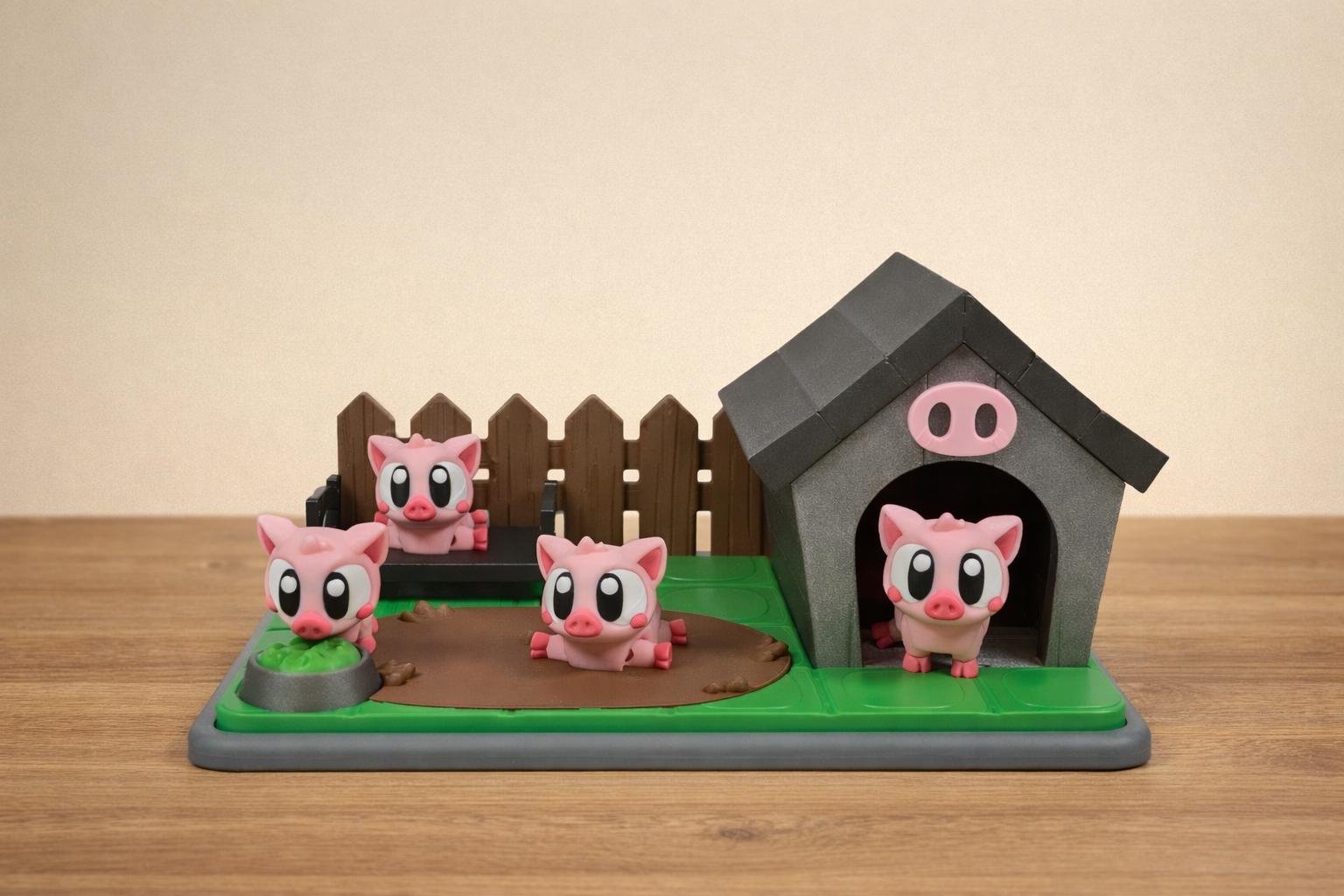 Cute Pig Farm Diorama – 3D Printed Farm Scene – Handmade Display – Farm Animal Decor – Gift for Kids & Collectors