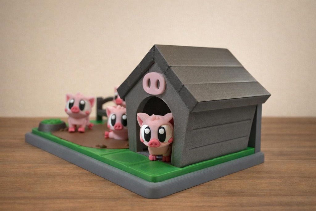 Cute Pig Farm Diorama – 3D Printed Farm Scene – Handmade Display – Farm Animal Decor – Gift for Kids & Collectors