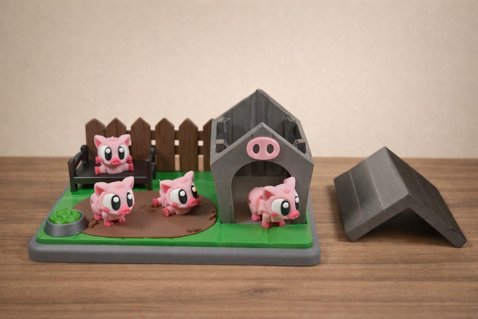 Cute Pig Farm Diorama – 3D Printed Farm Scene – Handmade Display – Farm Animal Decor – Gift for Kids & Collectors