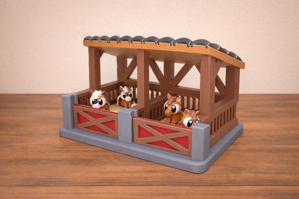 3D Printed Horse Stable  | Farm Animal Playset | Kids Farm  | Handmade Horse Stable | Farm Playset Gift