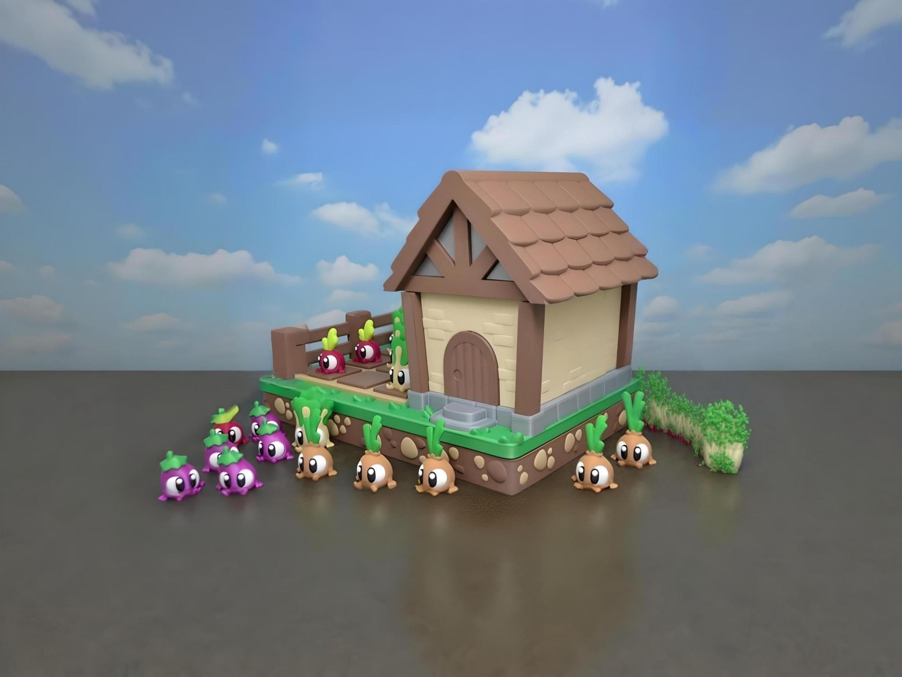 Veggie Garden Tic Tac Toe Game: 3D Printed Miniature Farmhouse