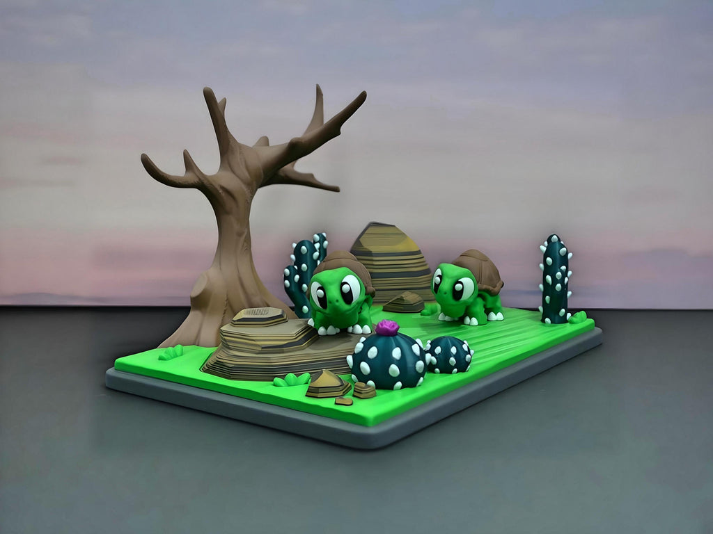 3D Printed Flexi Tortoise Diorama: Articulated Reptile Enclosure