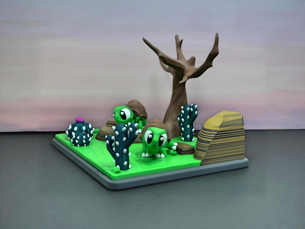 3D Printed Flexi Tortoise Diorama: Articulated Reptile Enclosure