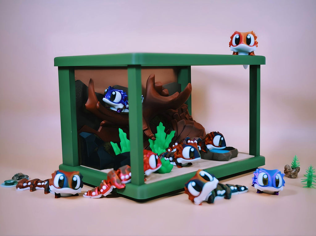 Large 3D Printed Bearded Dragon Diorama: Custom Reptile Habitat with Mini Dragons