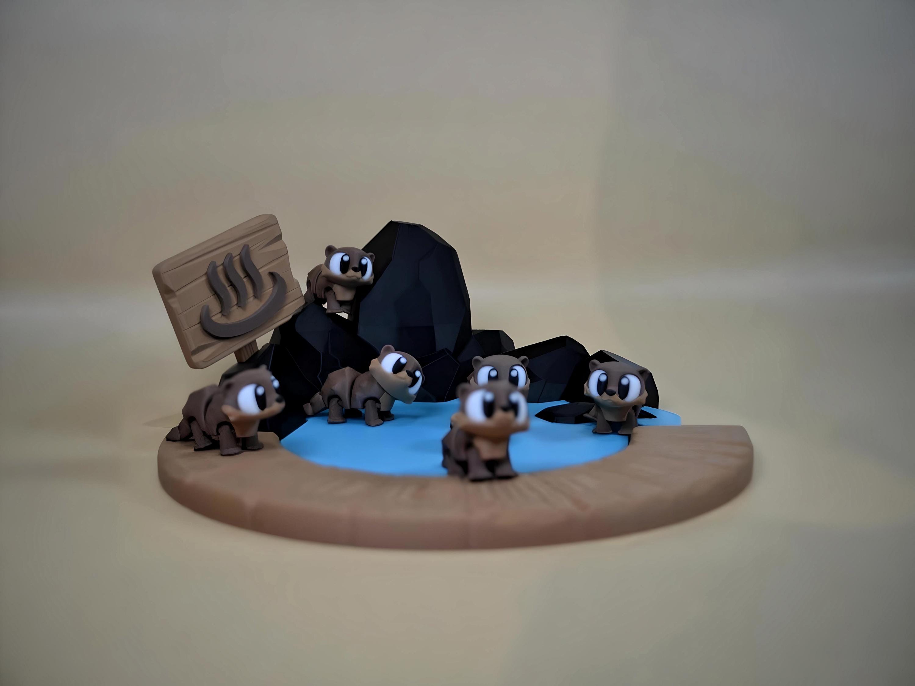 Large 3D Printed Flexi Otter Spa: Articulated Otter Hot Tub Desk Decor