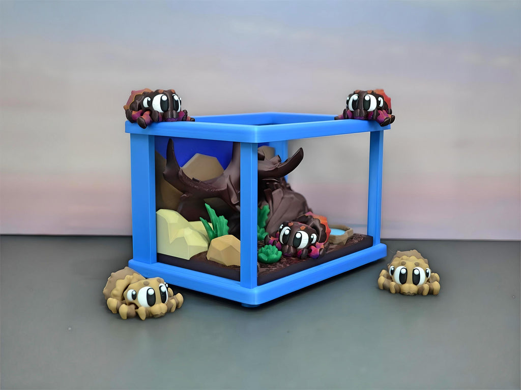 3D Printed Flexi Tarantula Diorama – Arachnid Collectible Desk Decor