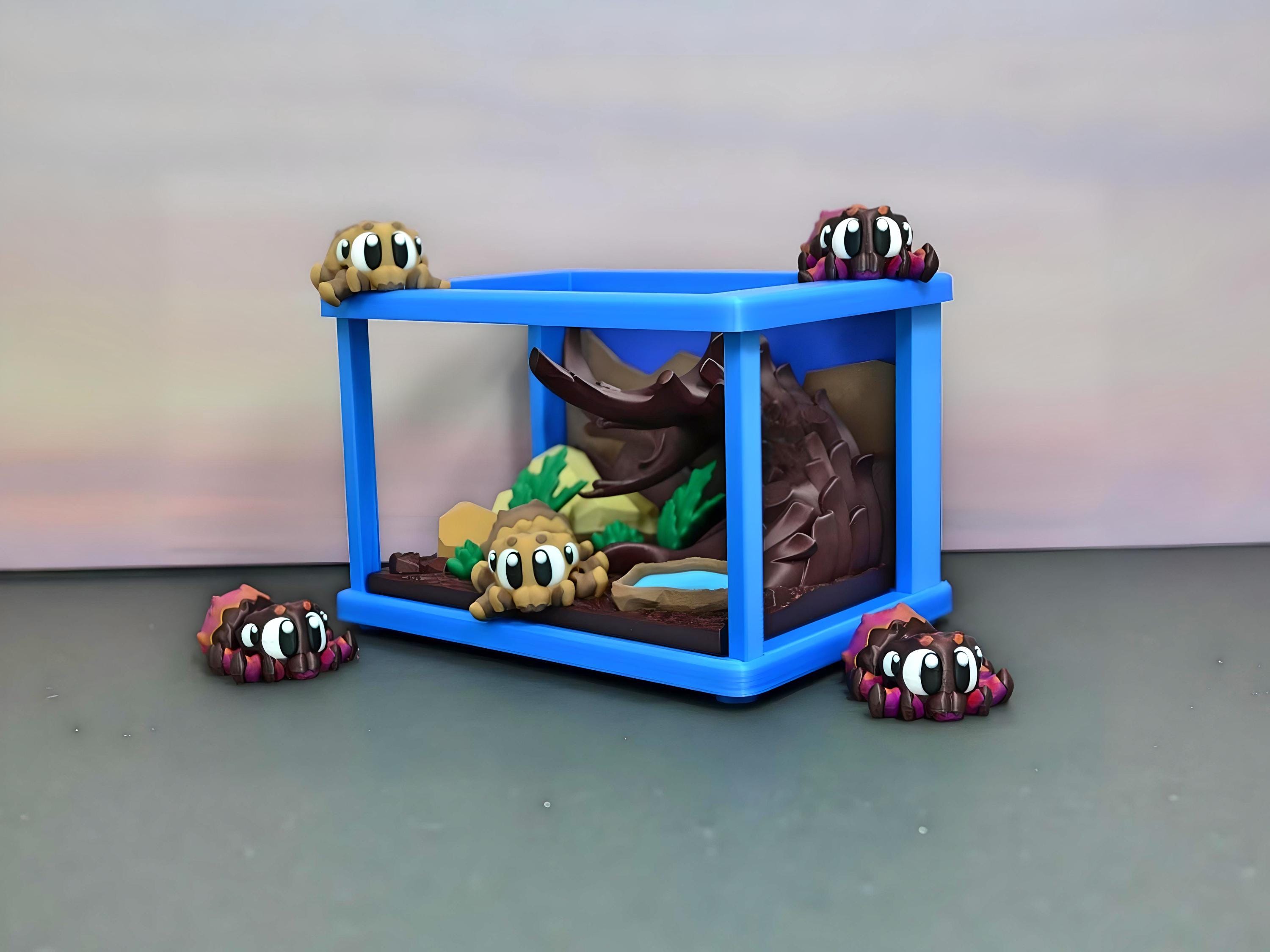 3D Printed Flexi Tarantula Diorama – Arachnid Collectible Desk Decor