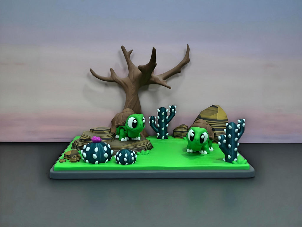 3D Printed Flexi Tortoise Diorama: Articulated Reptile Enclosure