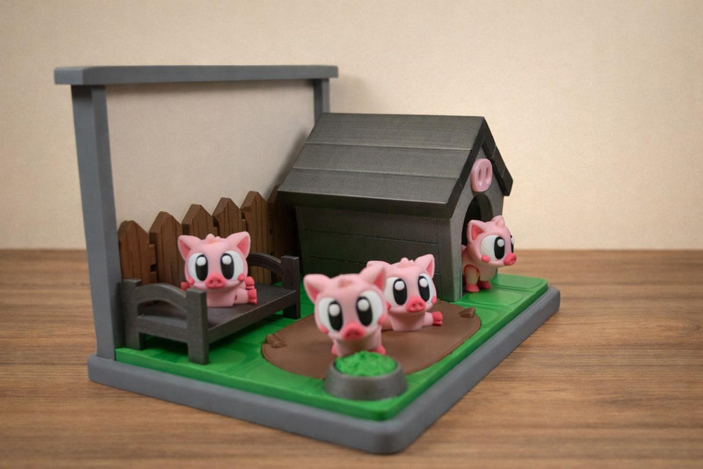Cute Pig Farm Diorama – 3D Printed Farm Scene – Handmade Display – Farm Animal Decor – Gift for Kids & Collectors