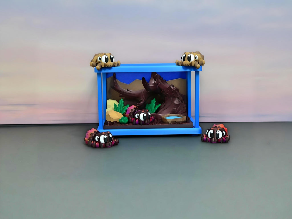 3D Printed Flexi Tarantula Diorama – Arachnid Collectible Desk Decor