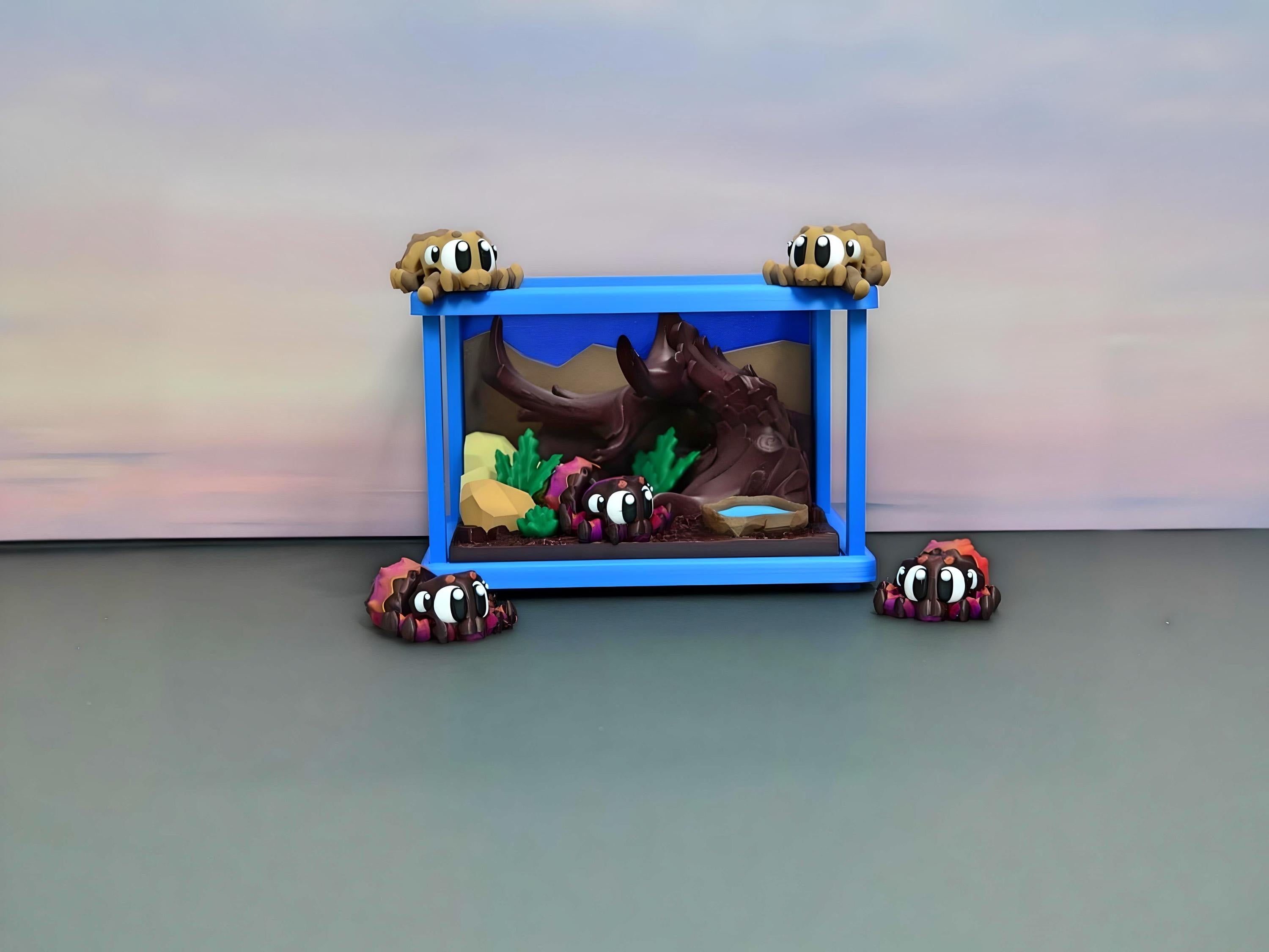 3D Printed Flexi Tarantula Diorama – Arachnid Collectible Desk Decor