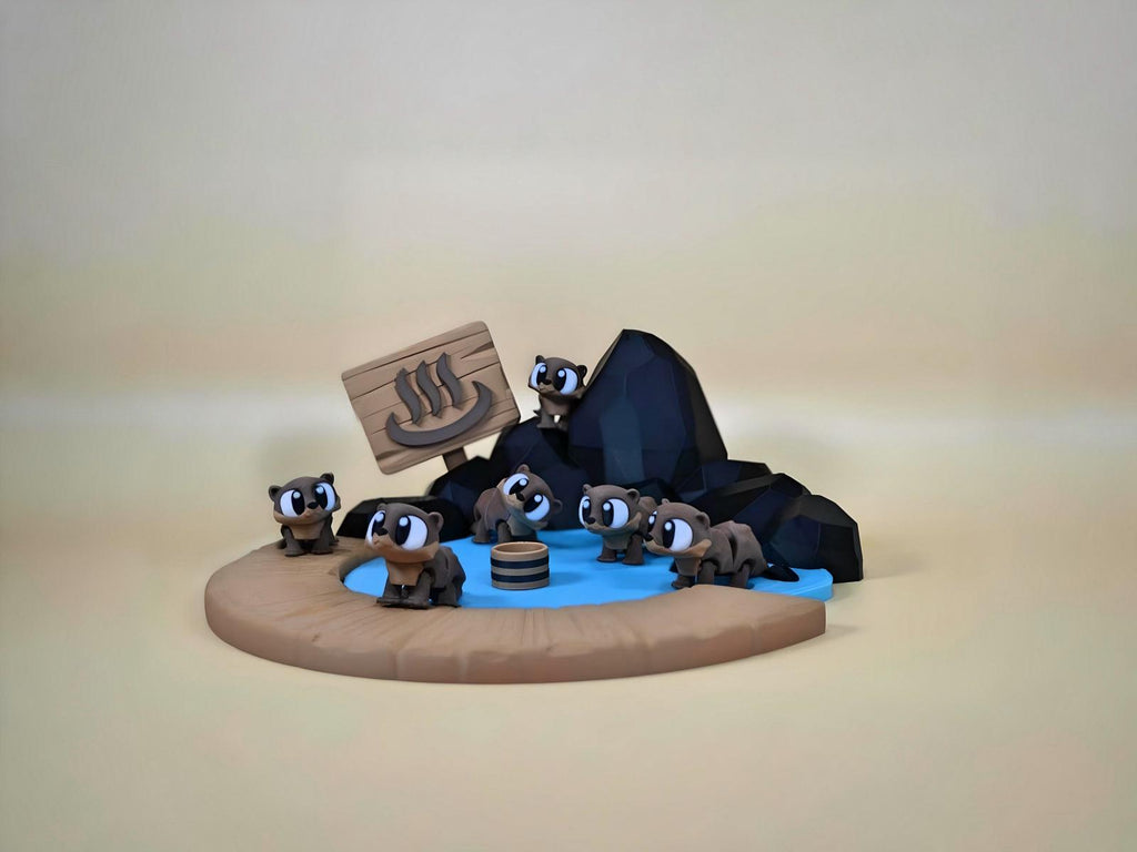 Large 3D Printed Flexi Otter Spa: Articulated Otter Hot Tub Desk Decor