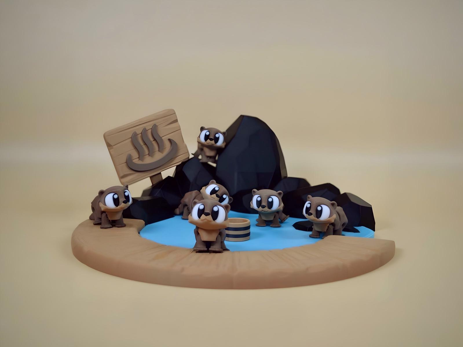 Large 3D Printed Flexi Otter Spa: Articulated Otter Hot Tub Desk Decor