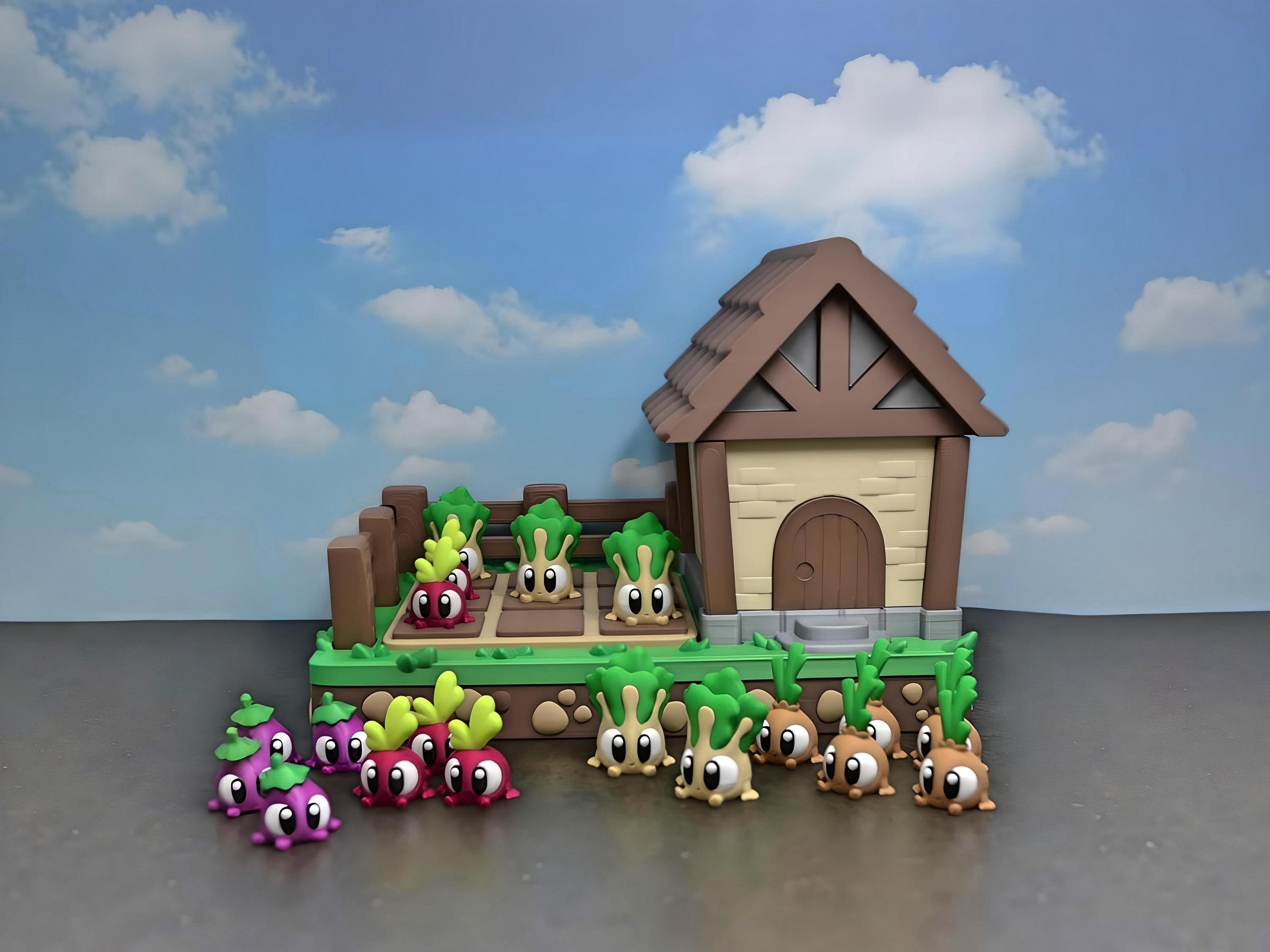 Veggie Garden Tic Tac Toe Game: 3D Printed Miniature Farmhouse